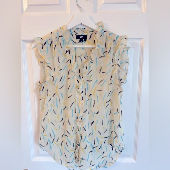 DKNY sheer blouse with watercolour strokes and subtle shimmer - Picture 1 of 2